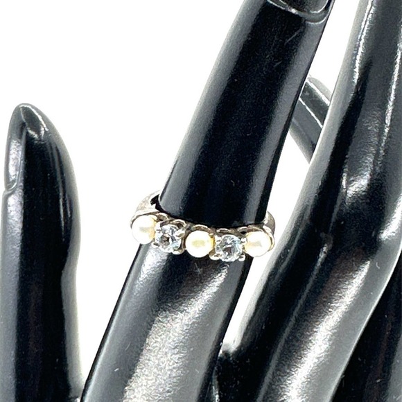 Pearl and Spinel Sterling Silver ring Size 6 - Picture 2 of 9